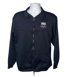 US Olympic Committee Jacket Blue Mens Large Rings Logo Full Zip Up Lightweight